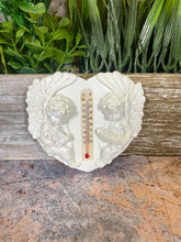 Load image into Gallery viewer, Cherub Thermometer Resin Decor | Angel Heart-Shaped Wall Hanging | Rustic Garden and Home Ornament | Dual Celsius &amp; Fahrenheit
