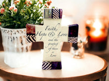 Load image into Gallery viewer, Porcelain Cross Faith, Hope, and Love Elegant Christian Decor Spiritual Keepsake Timeless or Religious Centerpiece 14.5 cm Tall-OsirisTradingUK
