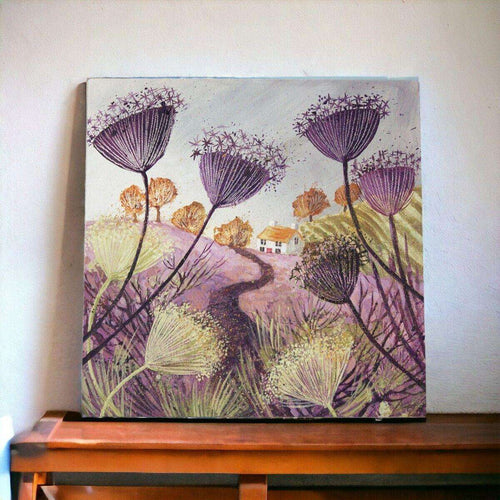 Autumn Purples Ceramic Art Tile Judith Yates Original Rustic Countryside Decor-OsirisTradingUK