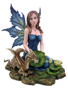 Enchantress of the Verdant Realm - Resin Fairy with Guardian Dragon Figurine, Mystical Fantasy Sculpture, Magical Creature Decor-OsirisTradingUK