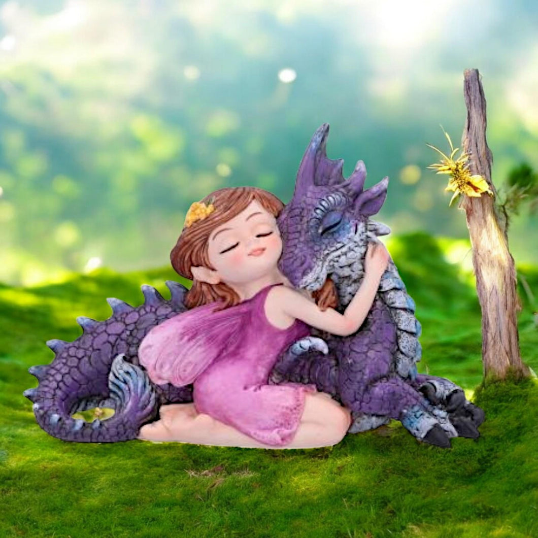 Resin Fairy and Dragon Figurine - Fantasy Art Gothic Ornament Gift 15cm