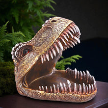 Laden Sie das Bild in den Galerie-Viewer, T-Rex Skull Trinket Dish Metallic Dinosaur Head Bowl Jurassic Fossil Decor Gift
