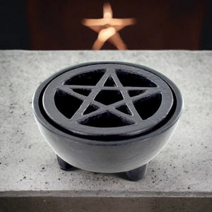 Cast Iron Pentagram Incense Burner Spiritual Altar Decor, Wiccan Ritual Tool, Aromatherapy Essential, Meditation Practice, Energy Cleansing-OsirisTradingUK