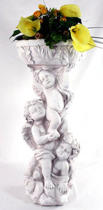 Stone Effect Cherub Garden Statue - Angel Bird Bath, Feeder or Elegant Jardiniere