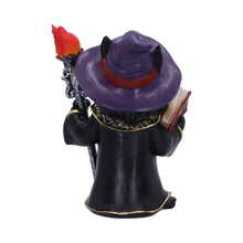 Load image into Gallery viewer, Black Wizard Cat Figurine Mystic Witchcraft Statue Fantasy Gothic Spellcaster Ornament

