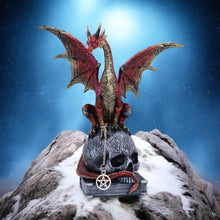 Load image into Gallery viewer, Red Dragon on Skull Figurine - Gothic Fantasy Ornament 23cm by Nemesis Now
