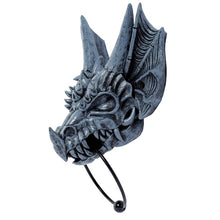 Load image into Gallery viewer, Gothic Dragon Skull Door Knocker – Medieval Stone Effect Fantasy Home Wall Decor
