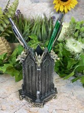 Load image into Gallery viewer, Fabulous Purple Dragon Pen Pot Handcrafted Resin 11 cm Tall Fantasy Office
