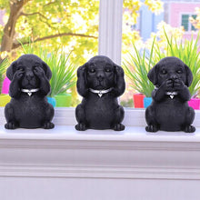 Load image into Gallery viewer, Black Labrador Puppies Three Wise Dog Figurines Pet Decor See No Evil ornament
