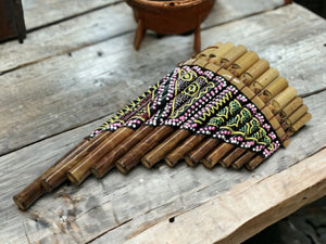 Handmade Bamboo Pan Pipe Flute Folk Music Instrument Decor Artisan Crafted Cultural Decorative