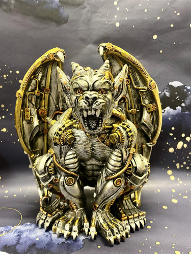 Steampunk Gargoyle Resin Statue - Unique Detailed Neo-Victorian Gothic Decor-OsirisTradingUK