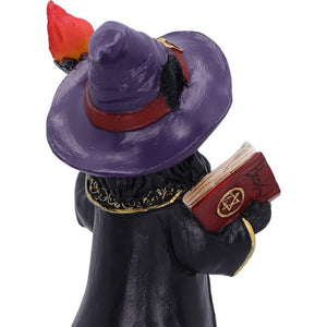 Black Wizard Cat Figurine Mystic Witchcraft Statue Fantasy Gothic Spellcaster Ornament