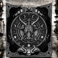 Load image into Gallery viewer, Baphomet Throw Blanket Occult Gothic Home Decor Black Sabbatical Goat Tapestry
