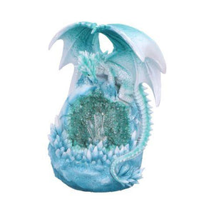 Icy Dragon Geode Light-Up Ornament - Hand-Painted Resin Crystal Cave Decor, Battery Operated