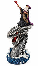 Laden Sie das Bild in den Galerie-Viewer, Wizard &amp; Dragon Head Figurine Sorcerer Fantasy Gothic Statue Ornament 24.5cm
