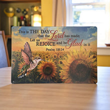 Load image into Gallery viewer, Inspirational Bible Verse Metal Sign Sunflowers Hummingbird Christian Faith Plaque
