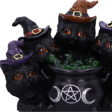 Load image into Gallery viewer, Mystical Light Up Black Cats &amp; Cauldron Ornament Wicca Witchcraft Home Decor Gift
