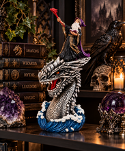 Laden Sie das Bild in den Galerie-Viewer, Wizard &amp; Dragon Head Figurine Sorcerer Fantasy Gothic Statue Ornament 24.5cm
