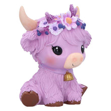 Load image into Gallery viewer, Moo Crew Hyacinth Purple Flower Cow Figurine Cute Farmhouse Ornament Decor
