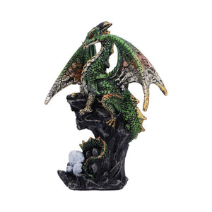 Fantasy Dragon Sculpture Guardian of Eggs Figurine Gothic Metallic Accents decor