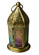 Load image into Gallery viewer, Antique Effect Moroccan Style Lantern Multicoloured Candle Tealight Holder Seasonal Decor Home Lighting Ornament-OsirisTradingUK
