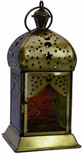 Load image into Gallery viewer, Moroccan Style Brass Lantern Antique Multicoloured Glass Tea Light Candle Holder Home Decoration

