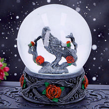 Load image into Gallery viewer, Dark Romance Raven Snow Globe Gothic Rose Ornament Alternative Decor
