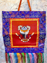 Load image into Gallery viewer, Tibetan Conch Shell Wall Banner, Authentic Brocade Silk &amp; Cotton Hanging, Spiritual Meditation Decor, Sacred Symbol Art, 27x41cm-OsirisTradingUK
