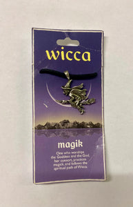 Wicca Flying Witch Talisman Pendant Necklace - Magik Spiritual Path Pewter Charm-OsirisTradingUK