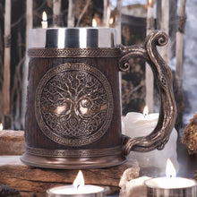 Charger l&#39;image dans la galerie, Tree of Life Tankard 16cm | Bronze Celtic Design Mug with Stainless Steel Insert
