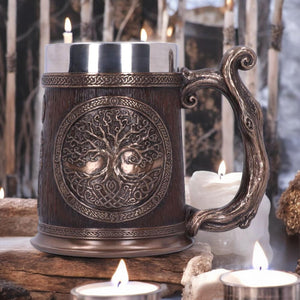 Tree of Life Tankard 16cm | Bronze Celtic Design Mug with Stainless Steel Insert