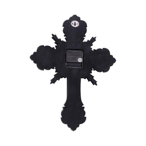 Horas Gothic Wall Clock Skull Cross Wings Silver Dark Fantasy Halloween Decor