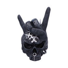 Charger l&#39;image dans la galerie, Gothic Skull Horns Ornament | Rock Band Hand Gesture Statue | 17.5cm Hand-Painted Resin Collectible
