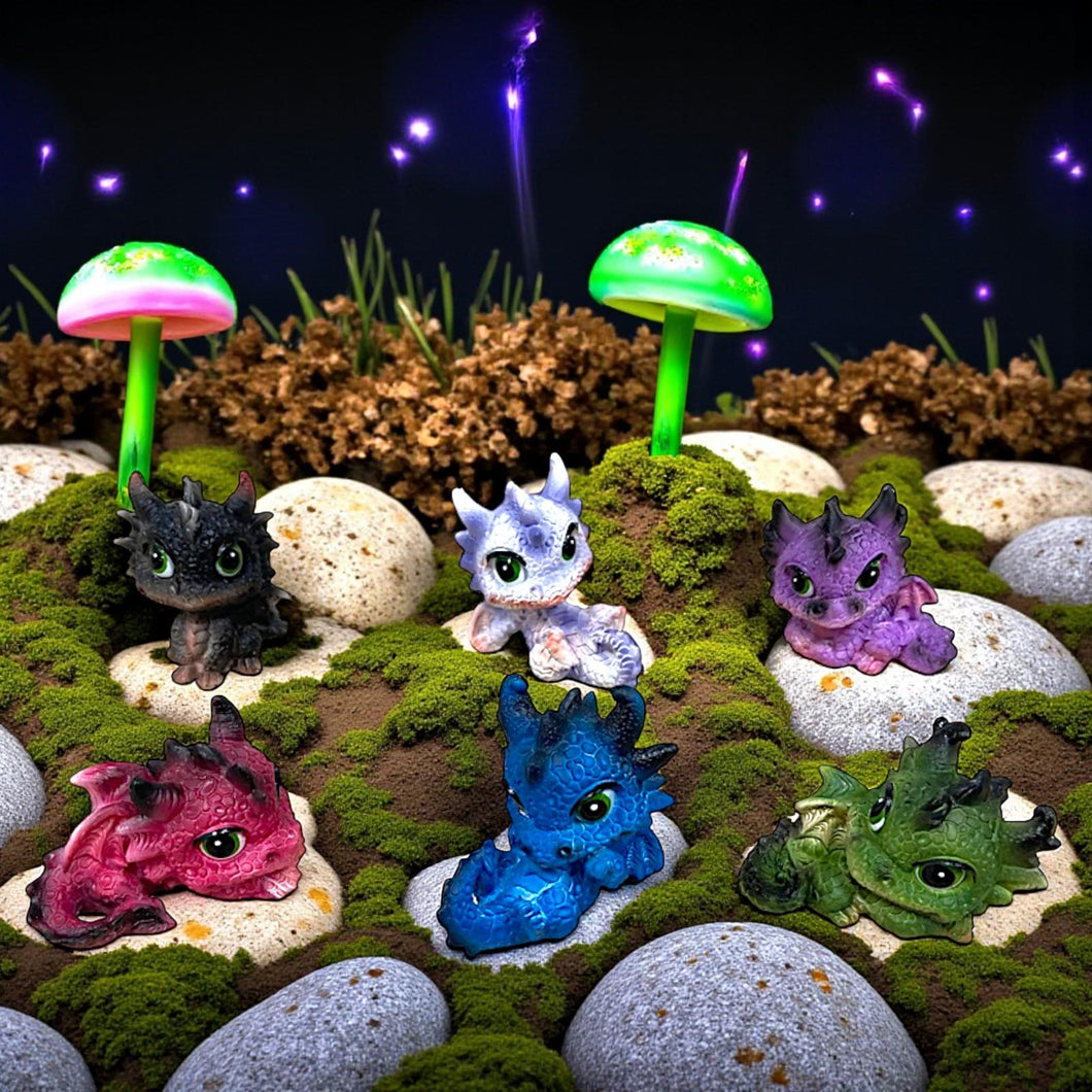 Cute Dragon Figurine Set of 6 Colourful Mini Dragons Fantasy Mythical Creatures