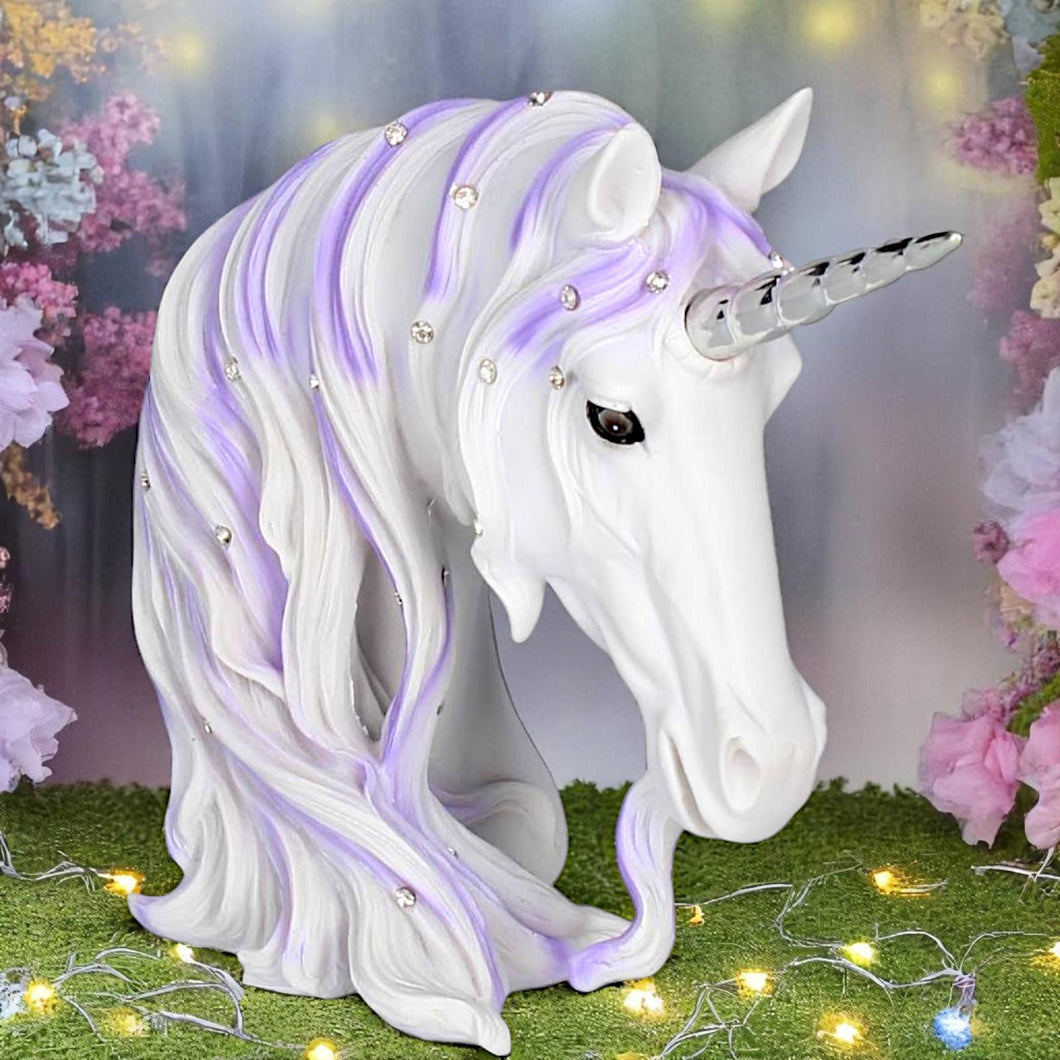 Enchanted Unicorn Bust Ornament Magical Fantasy Decor Mythical Creator Statue