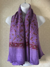 Load image into Gallery viewer, Elegant Purple Paisley Rayon Scarf - Versatile Bohemian Wrap - 100x100cm Luxurious Lightweight Shawl - Perfect All-Season Accessory
