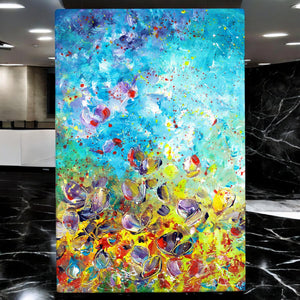 Explosion of Joy Ceramic Art Tile by Miki de Goodaboom - Vibrant Wall Art