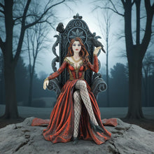 Load image into Gallery viewer, Gothic Raven Queen Figurine Fantasy Lady on Throne Resin Statue 30cm Ornament
