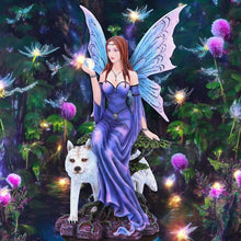 Load image into Gallery viewer, Mystical Fairy Figurine with Wolf Mythical Fantasy Sculpture Home Decor Ornament
