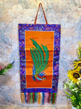 Load image into Gallery viewer, Tibetan Phoenix Banner, Embroidered Wall Decor, Brocade Silk &amp; Polyester Art, Traditional Spiritual Hanging, 31x66cm-OsirisTradingUK
