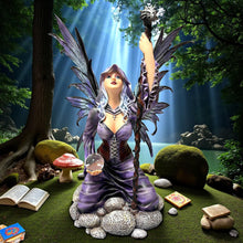 Load image into Gallery viewer, Fantasy Fairy with Staff and Orb Figurine Gothic Witch Angel Ornament Mythical Decor

