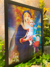 Load image into Gallery viewer, Radiant Virgin Mary 3D Lenticular Framed Poster, Religious Holographic Wall Art, Spiritual Decor, Divine Mother &amp; Child, Christian Art-OsirisTradingUK
