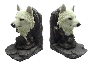 Majestic Wolf Bust Bookends Wildlife Ornament Animal Lovers Gift Rustic Display