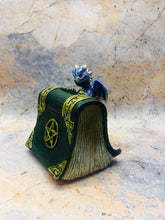 Load image into Gallery viewer, Whimsical Blue Dragon with Pentagram Book of Shadows Money Bank Fantasy Saving Box Dragons Collection Hand Made from Quality Designer Resin-OsirisTradingUK
