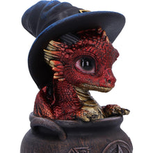 Load image into Gallery viewer, Red Dragon in Cauldron Figurine Gothic Witchcraft Fantasy Magical Creature Gift
