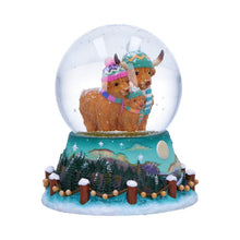 Load image into Gallery viewer, Highland Cow Snow Globe Christmas Winter Scottish Cattle Family Ornament
