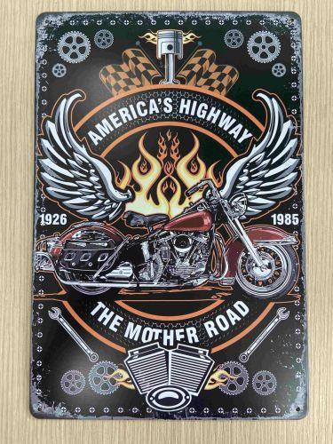 Vintage-Inspired Metal Sign: The Mother Road Motorbike - Celebrate America's Iconic Highway Man Cave Shed Garage Wall Decor-OsirisTradingUK
