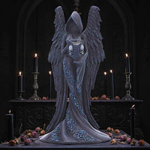 Load image into Gallery viewer, Femme Fatale Scholar Angel Statue Gothic Hooded Winged Book Skull Fantasy
