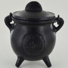 Load image into Gallery viewer, Cast Iron Tree of Life Cauldron Wiccan Altar Tool Pagan Witchcraft Ritual Burner
