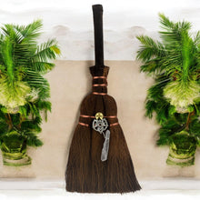 Load image into Gallery viewer, Handcrafted Witch Broom with Copper Accents | 24 cm Pagan Altar Decor
